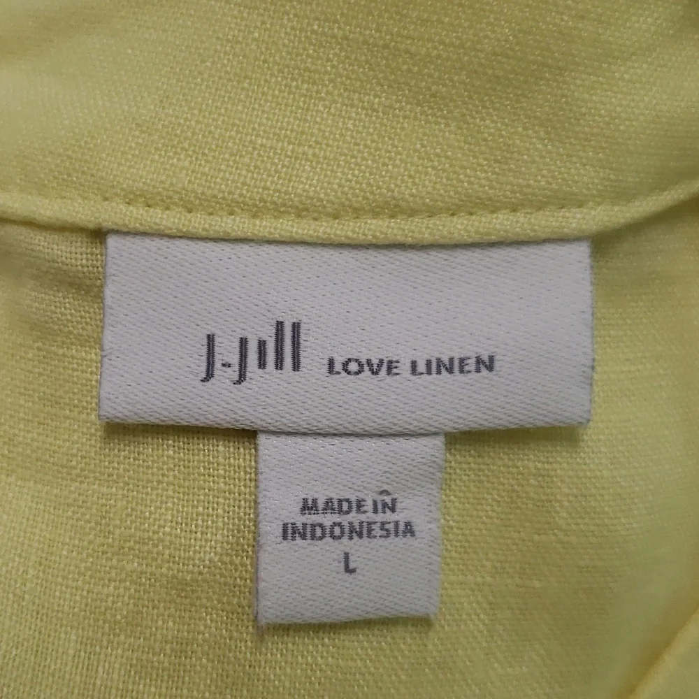 J Jill Love Linen butter-yellow linen midi dress with pockets size large - Picture 11 of 14
